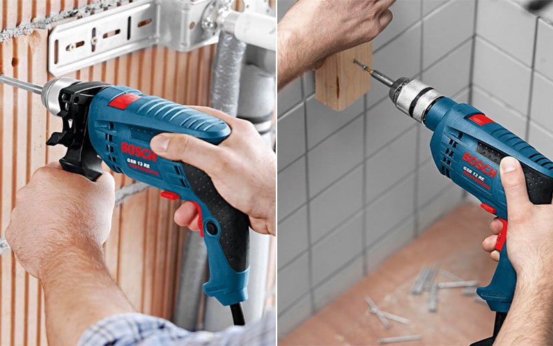 Máy khoan động lực Bosch GSB 13RE (bộ set có valy 100 món phụ kiện)