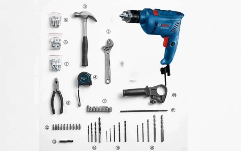 Máy khoan động lực Bosch GSB 600 (bộ set valy 100 món phụ kiện)