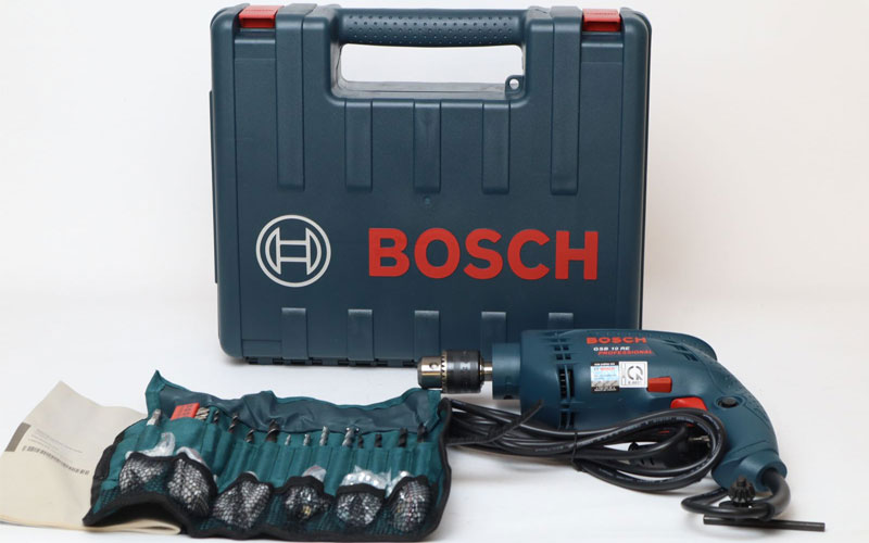 Máy khoan động lực Bosch GSB 10RE (valy nhựa, bộ mũi khoan + đầu vít)