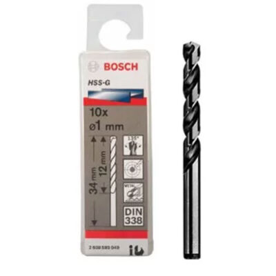 Mũi khoan sắt BOSCH HSS-G 1mm (10 mũi)2608595049