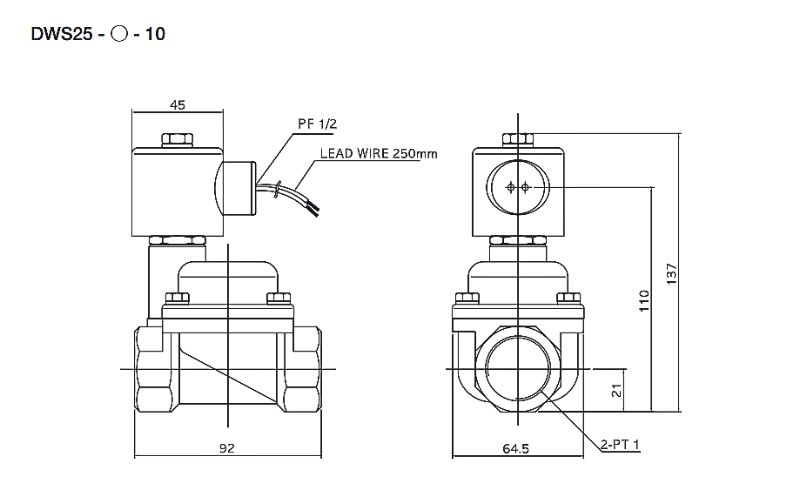 Van hơi nước nóng TPC DWS25-1C-10 2 cửa 2 vị trí, AC 100V
