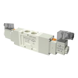 RDS5420-2D-03 Van điện từ khí nén TPC 5 cửa 3 vị trí loại thường xả ở vị trí giữa, 2 coil din, AC 220V