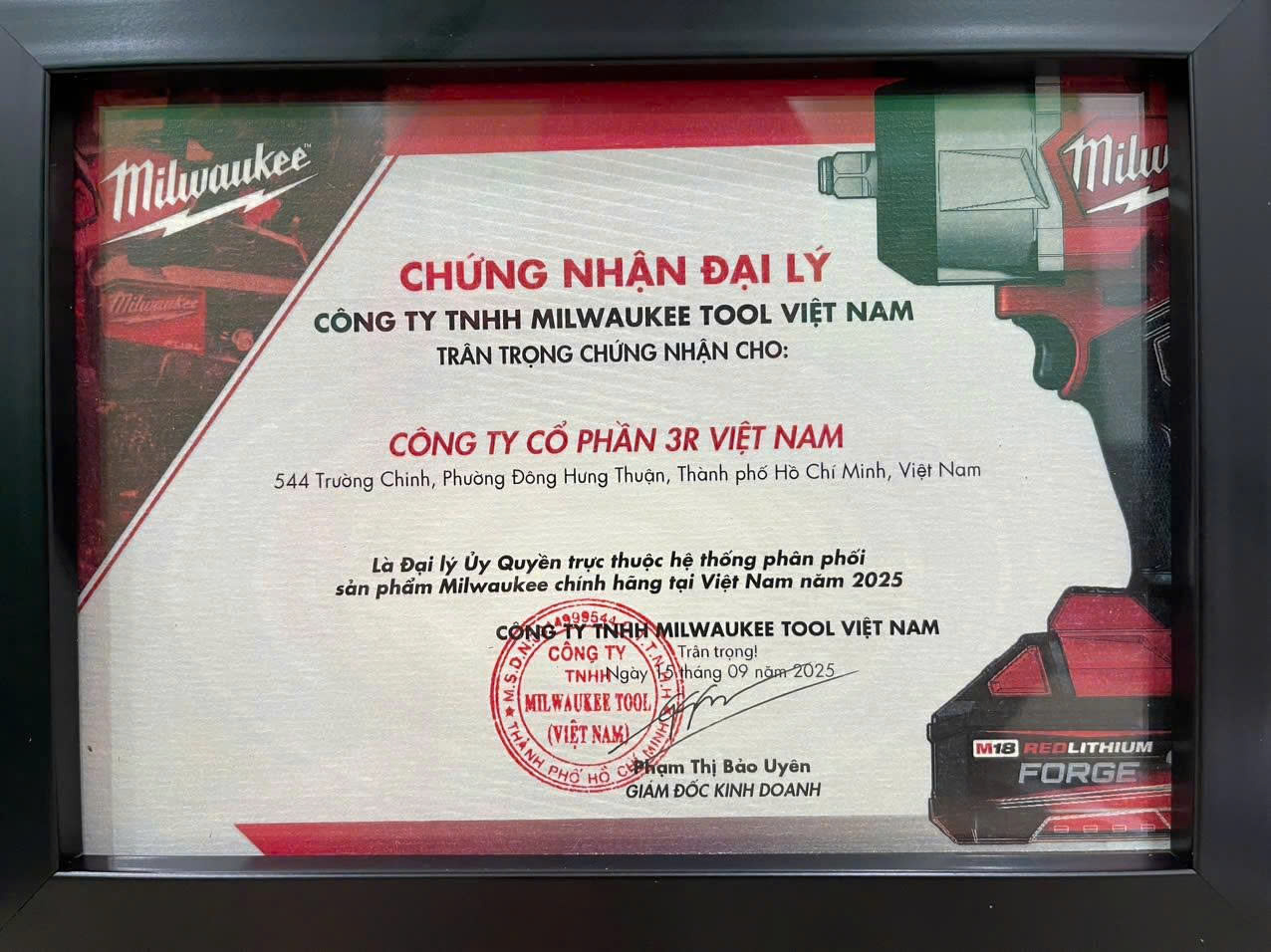 Chứng nhận đại lý chính hãng Milwaukee - 3R Việt Nam