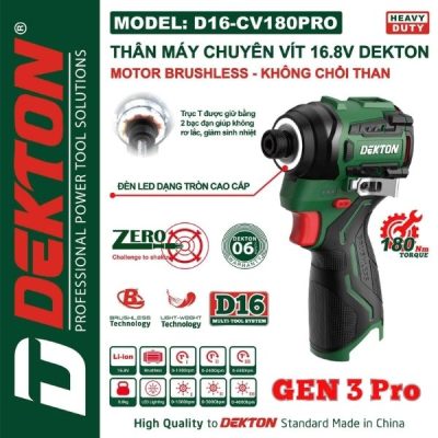 Máy vặn vít dùng pin 16.8V Dekton D16-CV180PRO