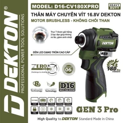 Máy vặn vít dùng pin 16.8V Dekton D16-CV180XPRO