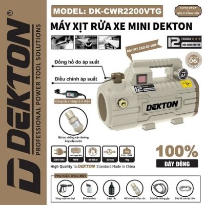 Máy xịt rửa xe mini Dekton DK-CWR2200VTG