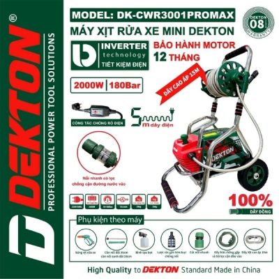 Máy xịt rửa chỉnh áp 2000W Dekton DK-CWR3001PROMAX