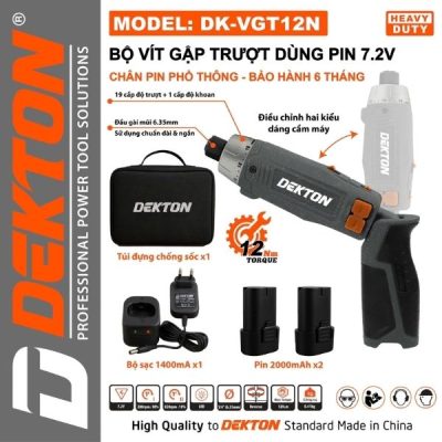Máy vặn vít gập dùng pin 7.2V Dekton DK-VGT12N (màu xám)
