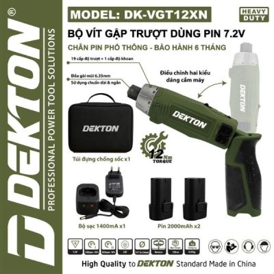 Máy vặn vít gập dùng pin 7.2V Dekton DK-VGT12XN (màu oliu)