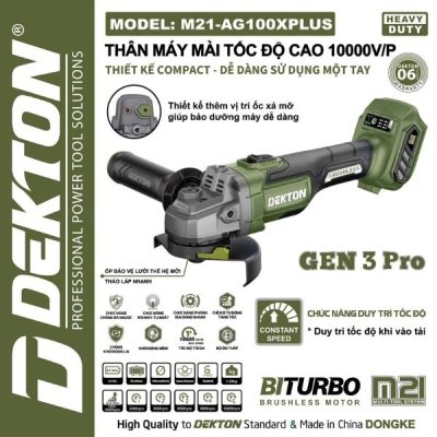 Máy mài góc dùng pin 21V Dekton M21-AG100XPLUS (Chưa Pin & Sạc)