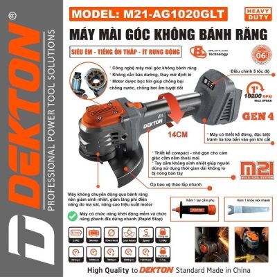 Máy mài góc dùng pin Dekton M21-AG1020GLT (Không bánh răng)