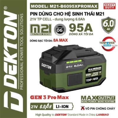 Pin 21V 6.0Ah Dekton M21-B6095XPROMAX