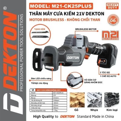 Máy cưa kiếm dùng pin Dekton M21-CK25PLUS