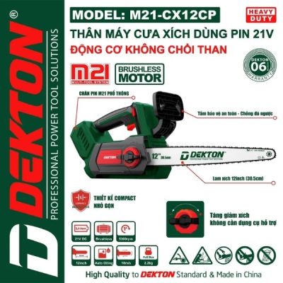 Máy cưa xích dùng pin 21V Dekton M21-CX12CP (Chưa Pin & Sạc)