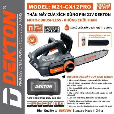 Máy cưa xích dùng pin 21V Dekton M21-CX12PRO