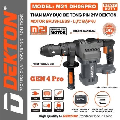 Máy đục bê tông pin 21V Dekton M21-DH06PRO