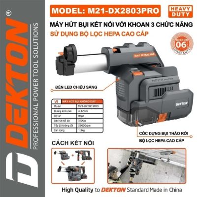 Máy hút bụi dùng cho máy khoan Dekton M21-DX2803PRO