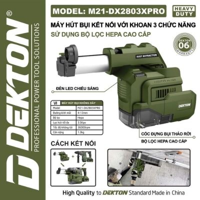 Máy hút bụi dùng cho máy khoan Dekton M21-DX2803XPRO