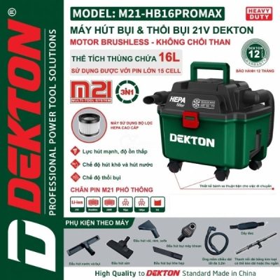 Máy hút bụi dùng pin 21V Dekton M21-HB16PROMAX