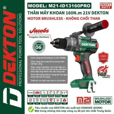 Máy khoan động lực dùng pin 21V Dekton M21-ID13160PRO (Chưa kèm pin & sạc)
