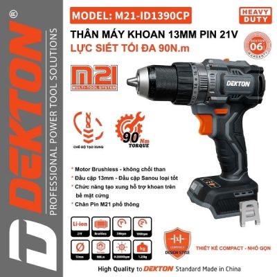 Máy khoan pin 21V Dekton M21-ID1390CP (Chưa Pin & Sạc)