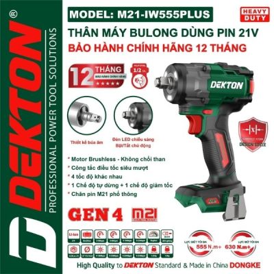 Máy siết bu lông dùng pin 21V Dekton M21-IW555PLUS