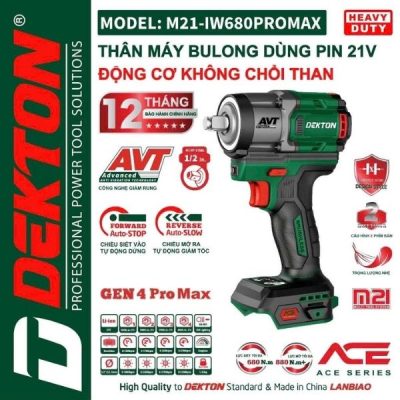 Máy siết bu lông dùng pin 21V Dekton M21-IW680PROMAX