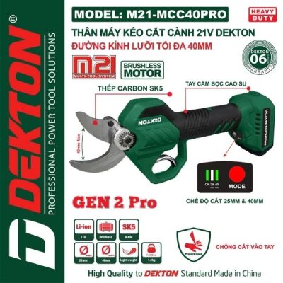 Máy cắt cành dùng pin 21V Dekton M21-MCC40PRO