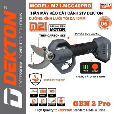 Máy cắt cành dùng pin 21V Dekton M21-MCC40XPRO