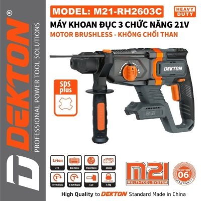 Máy khoan búa dùng pin 21V Dekton M21-RH2603C (Chưa Pin & Sạc)