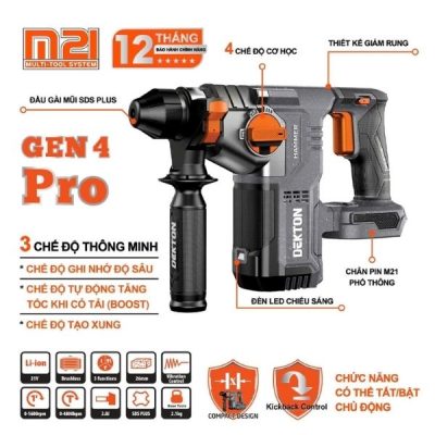 Máy khoan bê tông dùng pin 21V Dekton M21-RH2603PRO (Chưa Pin & Sạc)