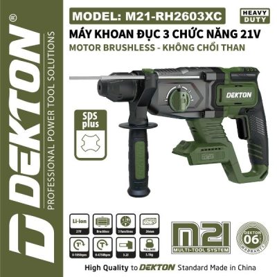 Máy khoan búa dùng pin 21V Dekton M21-RH2603XC (Chưa Pin & Sạc)