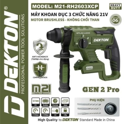 Máy khoan bê tông dùng pin 21V Dekton M21-RH2603XCP (Chưa Pin & Sạc)