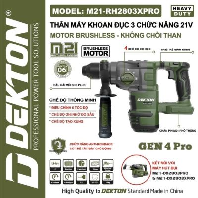 Máy khoan búa dùng pin Dekton M21-RH2803XPRO