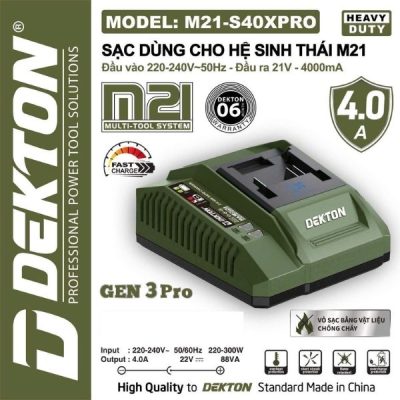 Đế sạc nhanh 4A Dekton M21-S40XPRO (Có quạt làm mát)