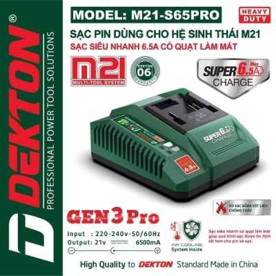 Đế sạc pin nhanh 21V Dekton M21-S65PRO