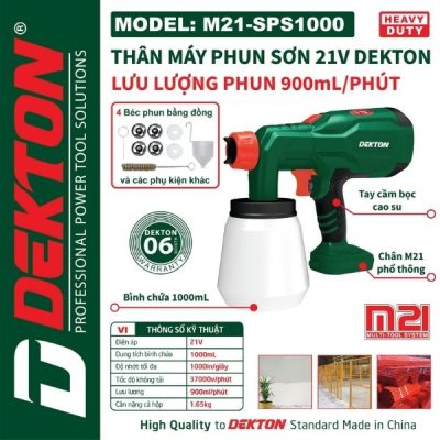 Máy phun sơn dùng pin 21V Dekton M21-SPS1000
