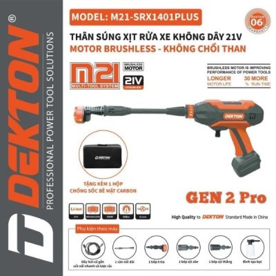 Máy xịt rửa dùng pin Dekton M21-SRX1401PLUS (Chưa Pin & Sạc)