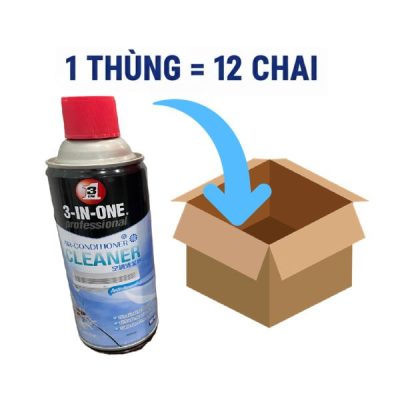 Thùng 12 chai xịt vệ sinh máy lạnh điều hòa 3 in 1 331ml WD 40 Air Conditioner Cleaner