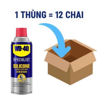 Thùng 12 chai xịt dầu bôi trơn silicone bảo dưỡng cao su 360ml WD 40 Silicone