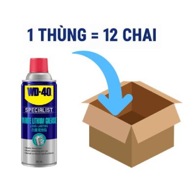 Thùng 12 chai xịt dầu nhờn cho máy hạng nặng 360ml WD 40 White Lithium