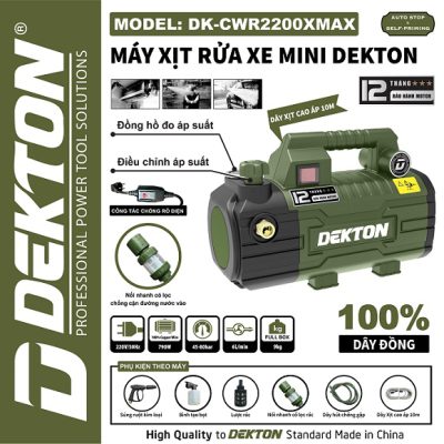 Rửa xe 790W / 80BAR (oliu) DK-CWR2200XMAX Dekton