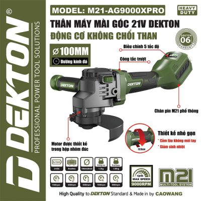 Máy mài 100mm - chân pin phổ thông M21 (oliu) M21-AG9000XPRO Dekton