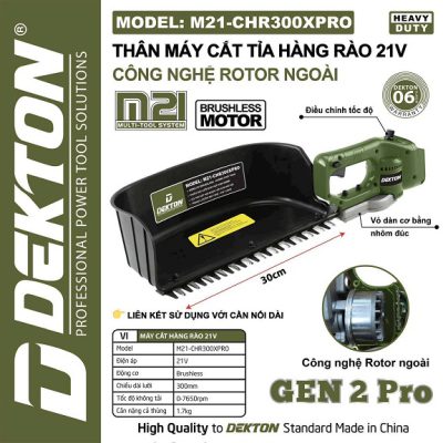 Máy cắt hàng rào 21V (olive) M21-CHR300XPRO Dekton