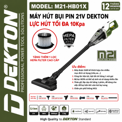 Máy hút bụi 21V chân pin M21 phổ thông điều chỉnh 1 (olive) M21-HB01X Dekton
