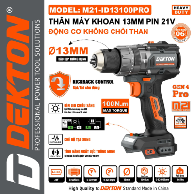 Khoan 13mm-100 N.m (xanh) M21-ID13100PRO Dekton