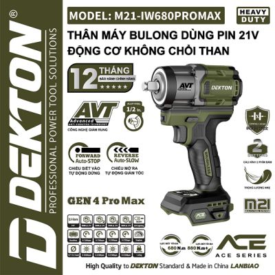 Hệ ace cao cấp bulong pin 21V (xanh) M21-IW680 PROMAX Dekton