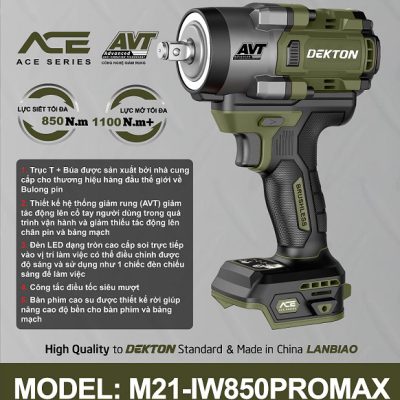 Hệ ace cao cấp bulong pin 21V (xanh) M21-IW850 PROMAX Dekton
