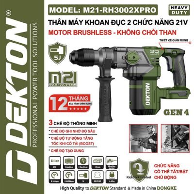 Máy khoan đục bê tông 2 chức năng (olive) M21-RH3002XPRO Dekton