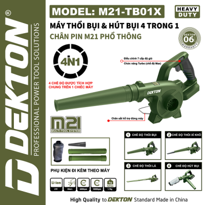 Máy thổi bụi & hút bụi 21V (oliu) M21-TB01X Dekton